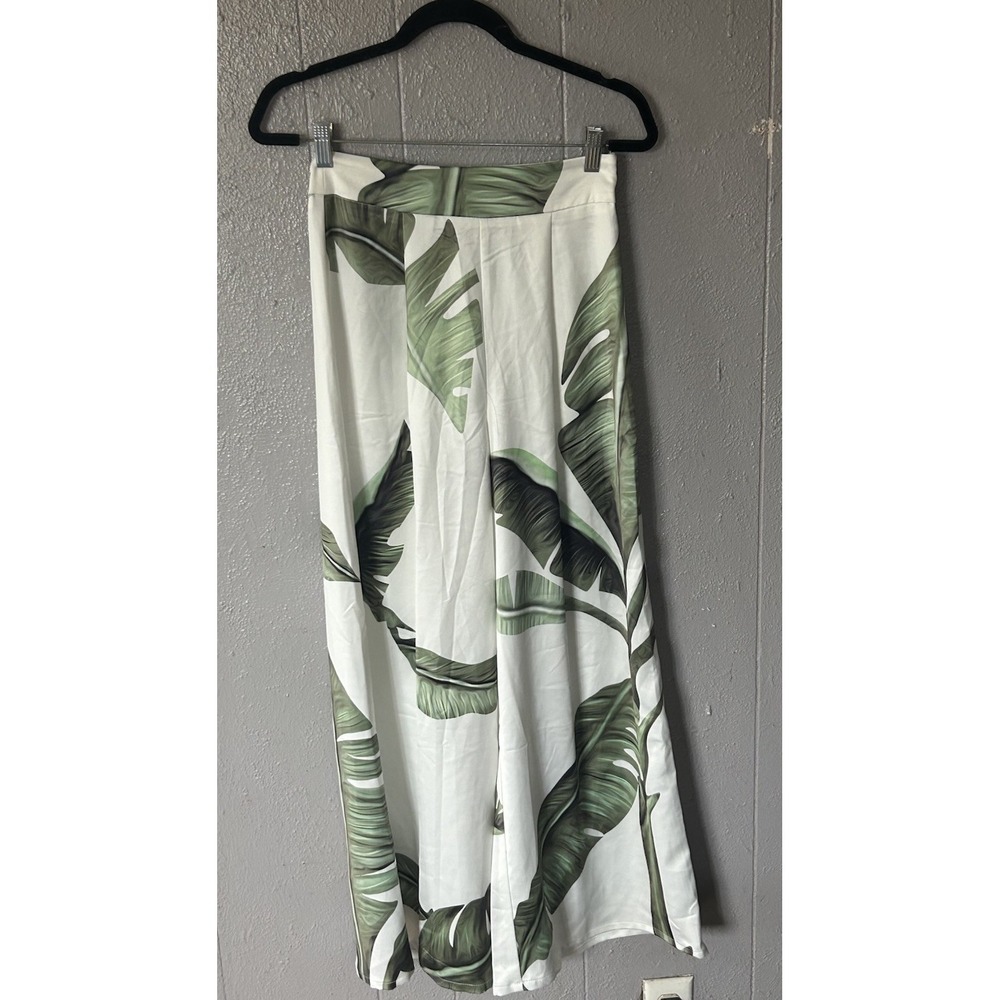 Women's L'atiste By Amy Leaf Print Palazzo Wide Leg Pants Size S NWT Tropical